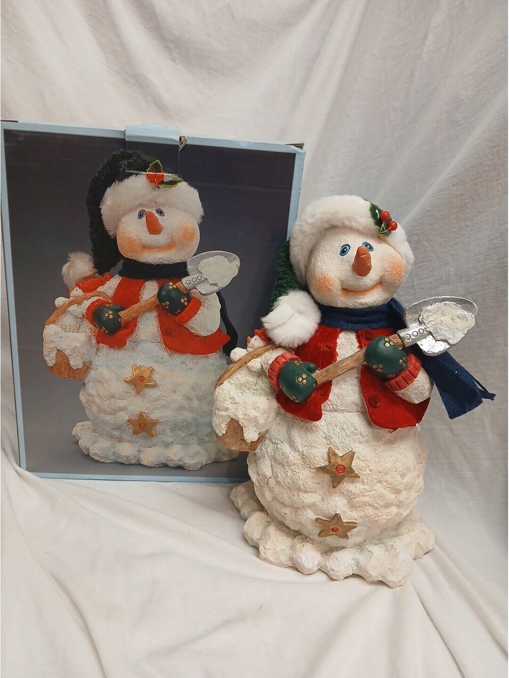 Cracker Barrel Snowman Statue Figure In Box 9.5 Inches